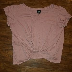 Mauve pink knotted front crop tee.